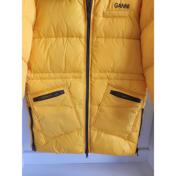 GANNI Spectra Yellow Recycle Oversized Puffer Jacket w Hood XS/S fits M -$475 - Picture 5 of 12